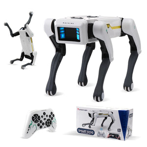 Interactive AI Robot Dog Toy with remote control, showcasing energetic movements and fun features for kids.