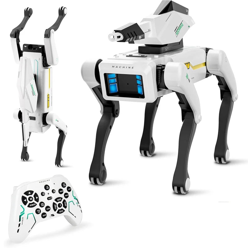 Interactive AI Robot Dog Toy with remote control, showcasing its lifelike movements for kids aged 6-12.